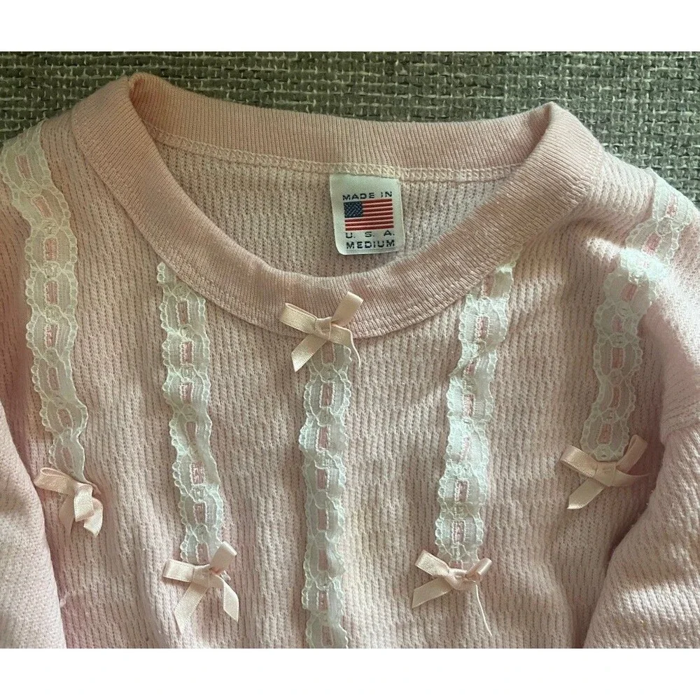 Vintage 80’s Love Letters Pink Coquette Style pajamas set Girls Size 6